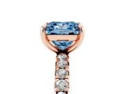 Princess Cut Pavé Solitaire Engagement Ring Setting for a Fancy Blue Lab-Grown Diamond | Shared Prong Band | Rose Gold