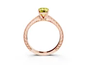 Fancy Yellow Emerald Cut Diamond Solitaire Milgrain Engraved Band Set in Rose gold with Prong Setting