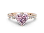 Heart-Shaped Pavé Solitaire Engagement Ring Setting for a Fancy Pink Lab-Grown Diamond | Crossover Gallery | Rose Gold