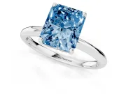 Radiant Cut Hidden Halo Engagement Ring Setting for a Fancy Blue Lab-Grown Diamond | Plain Band | Sterling Silver