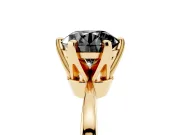 Fancy Black Round Cut Diamond Solitaire Engagement Ring Set in Yellow gold with Slim Tapered Solitaire Band