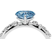 Fancy Blue Heart Cut Diamond Cluster Solitaire Ring Set in Silver with Prong Setting