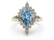 Pear-Shaped Engagement Ring Setting for a Fancy Blue Lab-Grown Diamond | Yellow Gold - Design NV-24790