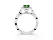 Cushion Cut Twist Halo Engagement Ring Setting for a Fancy Green Lab-Grown Diamond | Platinum
