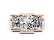 Radiant Cut Channel-Set Three Stone Engagement Ring Setting | Wide Flat Band | Rose Gold