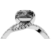 Cushion Cut Twisted Pavé Engagement Ring Setting for a Black Center | Split Shank | White Gold
