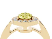 Fancy Yellow Pear Cut Diamond Halo Pavé Engagement Ring Set in Yellow gold with Bezel Setting