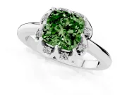 Cushion Cut Petal Halo Engagement Ring Setting for a Fancy Green Lab-Grown Diamond | Sterling Silver