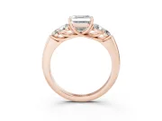 Asscher Cut Side Stone Engagement Ring Setting | Triangle Side Clusters | Rose Gold