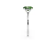 Fancy Green Oval Cut Diamond Solitaire Engagement Ring Set in Platinum with Thin Band and Prong Setting
