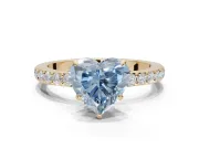 Heart-Shaped Hidden Halo Engagement Ring Setting for a Fancy Blue Lab-Grown Diamond | Pavé Band | Yellow Gold