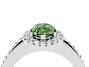 Marquise Pave Halo Engagement Ring Setting for a Fancy Green Lab-Grown Diamond | Pave Band | Platinum