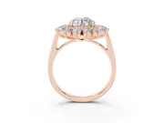 Round Floral Double Halo Engagement Ring Setting | Plain Band | Rose Gold