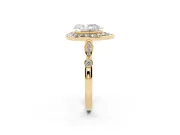 Pear-Shaped Vintage Halo Engagement Ring Setting | Bezel Station Shoulders | Yellow Gold