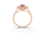 Emerald Cut Milgrain Cluster Halo Engagement Ring Setting for a Fancy Pink Lab-Grown Diamond | Plain Band | Rose Gold