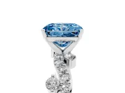 Radiant Cut Twisted Pavé Solitaire Engagement Ring Setting for a Fancy Blue Lab-Grown Diamond | Bar Stations | Platinum