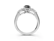 Pear-Shaped Three-Stone Ring Setting for a Black Center | Pear Side Stones | Sterling Silver