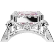 Asscher Cut Halo Engagement Ring Setting for a Fancy Pink Lab-Grown Diamond | Graduated Channel Band | Platinum