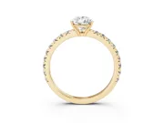 Pear-Shaped Pave Engagement Ring Setting | Shared Prong Band | Yellow Gold
