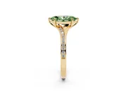Marquise Pave Solitaire Engagement Ring Setting for a Fancy Green Lab-Grown Diamond | Sweeping Shoulders | Yellow Gold