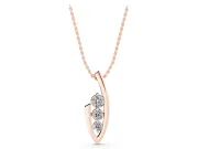 Round Lab-Grown Diamond Graduated Three-Stone Curved Frame Pendant | Open Frame | Rose Gold
