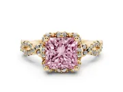 Princess Cut Halo Engagement Ring Setting for a Fancy Pink Lab-Grown Diamond | Yellow Gold - Design NV-24725