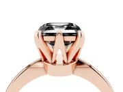 Fancy Black Asscher Cut Diamond Solitaire Engagement Ring Set in Rose gold with Slim Tapered Solitaire Band