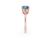 Princess Cut Cluster Accent Engagement Ring Setting for a Fancy Blue Lab-Grown Diamond | Rose Gold