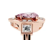 Pear-Shaped Milgrain Sectioned Halo Engagement Ring Setting for a Fancy Pink Lab-Grown Diamond | Rose Gold