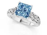 Princess Cut Engagement Ring Setting for a Fancy Blue Lab-Grown Diamond | Sterling Silver - Design NV-24645