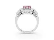 Fancy Pink Heart Cut Diamond Milgrain Halo Ring Set in White gold with Split Shank