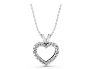 Round Lab-Grown Diamond Pavé Open Heart Pendant Necklace | Split Bail | Sterling Silver