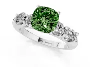 Cushion Cut Five Stone Engagement Ring Setting for a Fancy Green Lab-Grown Diamond | Plain Band | Sterling Silver