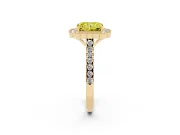 Fancy Yellow Radiant Cut Diamond Milgrain Floral Halo Engagement Ring Set in Yellow gold with Pavé Band