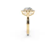 Round Scalloped Cluster Halo Engagement Ring Setting | Plain Band | Yellow Gold