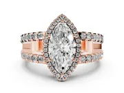 Marquise Halo Split Shank Engagement Ring Setting | Pavé Strands | Rose Gold