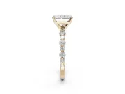 Radiant Cut Pavé Solitaire Engagement Ring Setting | Alternating Accents | Yellow Gold