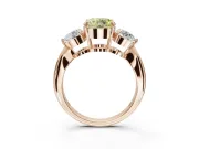 Round Three Stone Engagement Ring Setting for a Fancy Yellow Lab-Grown Diamond | Tapered Pave Band | Rose Gold