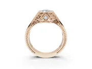 Marquise Vintage Bezel Engagement Ring Setting | Engraved Band | Rose Gold