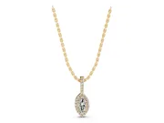Marquise Lab-Grown Diamond Pavé Halo Pendant Necklace | Slim Pavé Bail | Yellow Gold