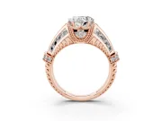Heart Cut Diamond Vintage-Inspired Milgrain Ring Set in Rose gold with Accent Split Shank