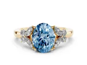 Oval Petal Engagement Ring Setting for a Fancy Blue Lab-Grown Diamond | Yellow Gold