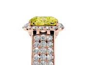 Radiant Cut Pavé Engagement Ring Setting for a Fancy Yellow Lab-Grown Diamond | Wide Three-Row Band | Rose Gold