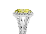Oval Split Shank Halo Engagement Ring Setting for a Fancy Yellow Lab-Grown Diamond | Platinum