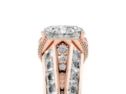 Radiant Cut Diamond Vintage-Inspired Milgrain Ring Set in Rose gold with Accent Split Shank