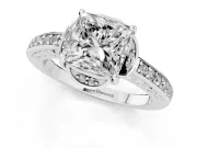 Princess Cut Floral Pavé Engagement Ring Setting | Petal Accents | Platinum
