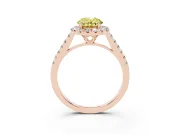 Oval Raised Halo Engagement Ring Setting for a Fancy Yellow Lab-Grown Diamond | Rose Gold