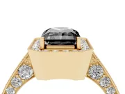 Radiant Cut Milgrain Halo Engagement Ring Setting for a Black Center | Side Stones | Yellow Gold