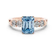 Emerald Cut Five Stone Engagement Ring Setting for a Fancy Blue Lab-Grown Diamond | Rose Gold
