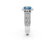 Radiant Cut Pavé Engagement Ring Setting for a Fancy Blue Lab-Grown Diamond | Wide Three-Row Band | White Gold